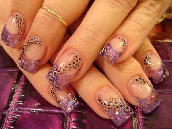 2. Glitter Purple Fake Nails - wide 1