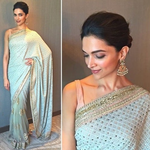 Deepika Padukone In Mint Gree Saree