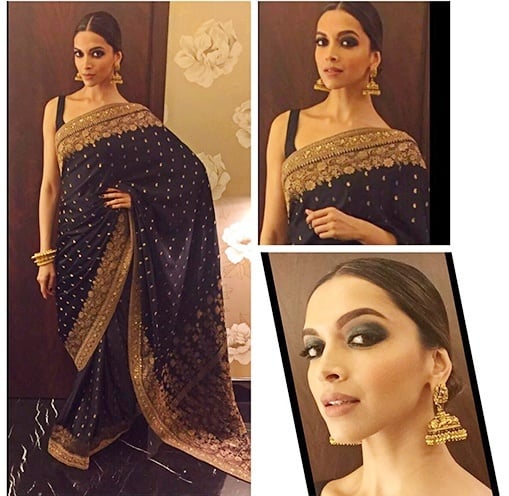 Deepika Padukone in Black Saree