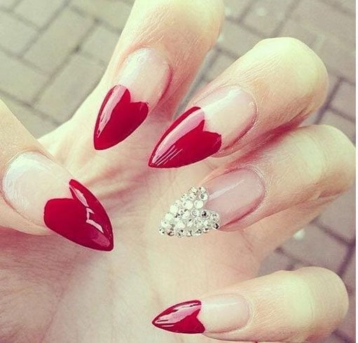 Heart-Shaped Acrylic Nail Designs