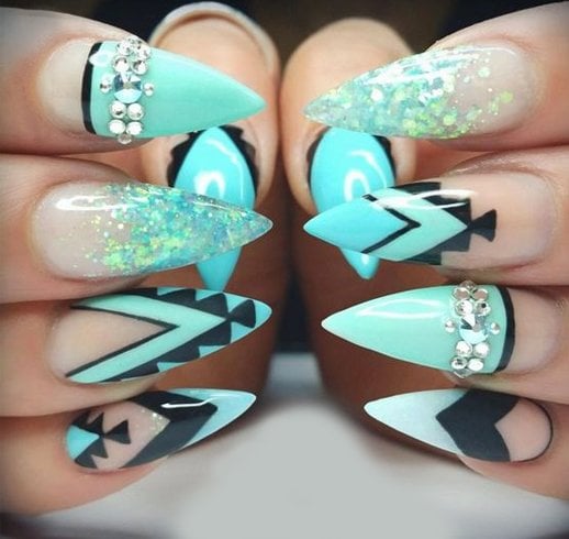 Stiletto gel nail design ideas