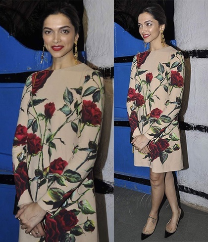 Deepika Padukone in Dolce and Gabbana rose dress