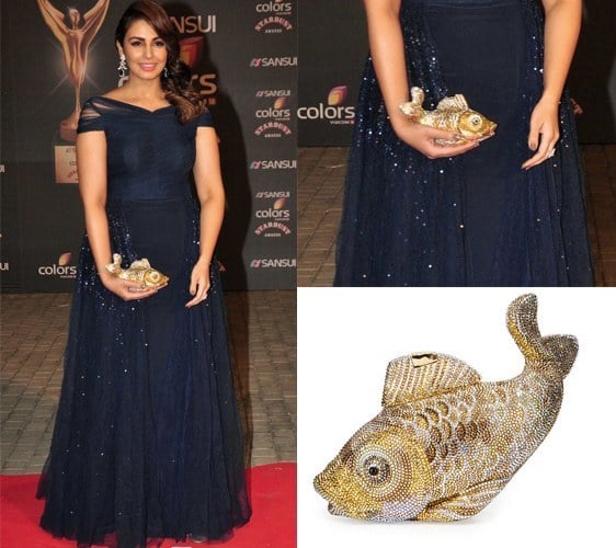 Huma Qureshi golden fish minaudiere