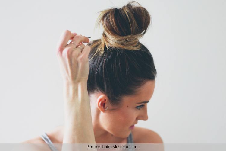 Messy Top Knot For Short Hair