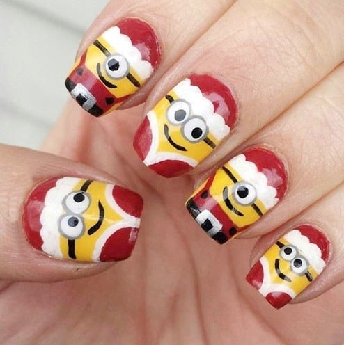 minion Christmas nails