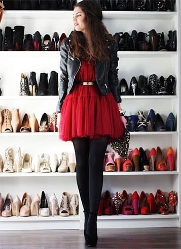 Sheer red flair tops