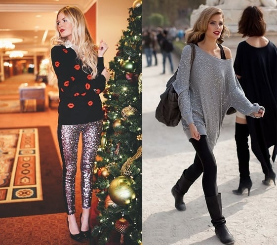 Mit Leggings zu tragende Pullover - für den ultimativen Winterlook!  