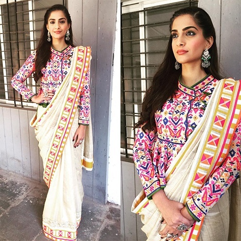 Sonam Kapoor in Abu Jani and Sandeep Khosla khadi saree