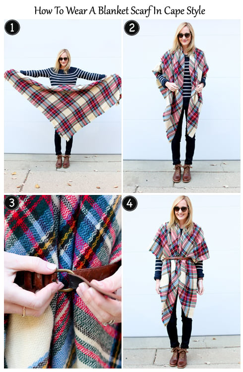 How to Wear Blanket Scaf in Cape Style