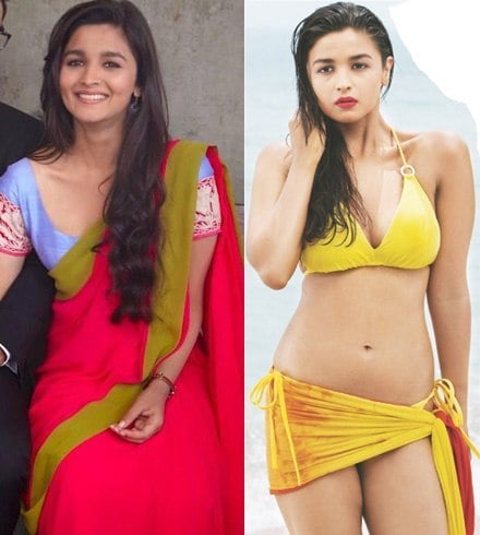 Alia Bhatt in Saree and Bikini