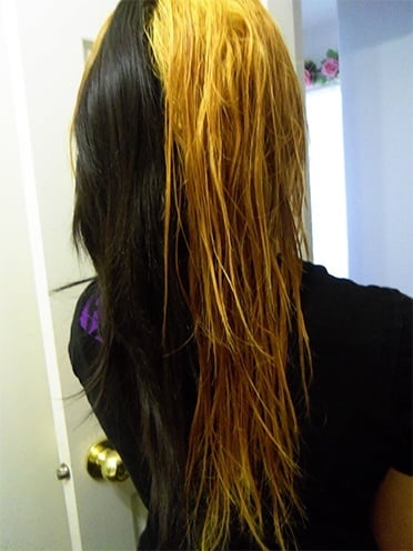 bleaching black dyed hair for womens