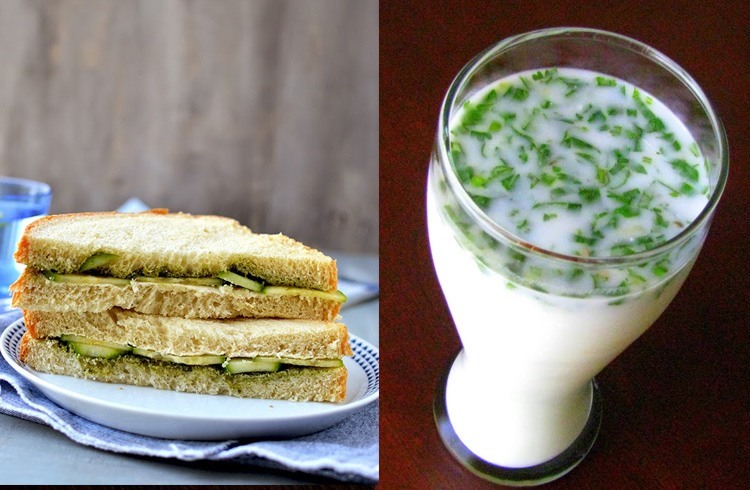 Cucumber sandwich and butter milk