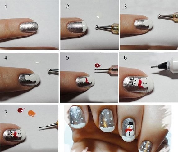 DIY Snowman Nail Art