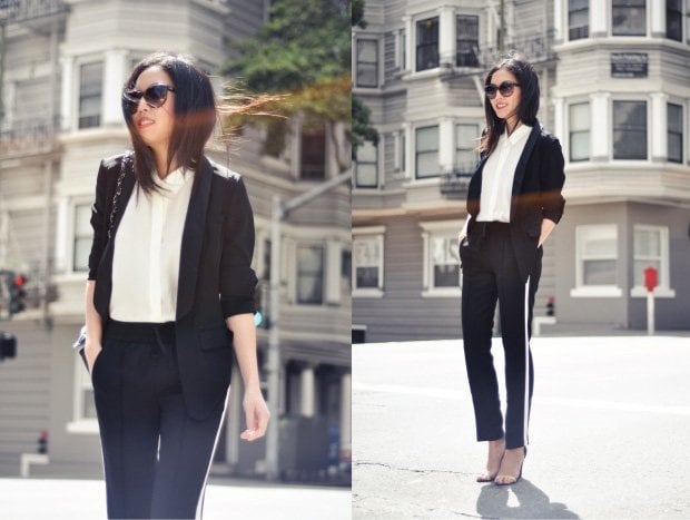 Drapey pants with blazer