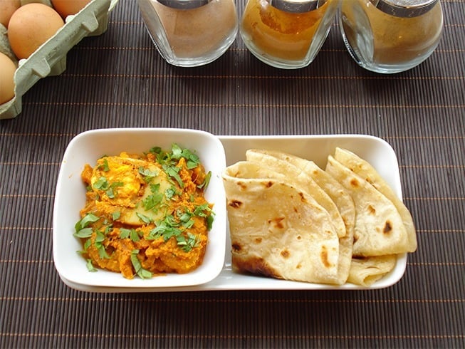 Egg curry and chapattis