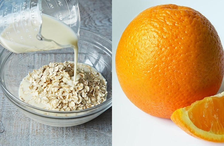 Oatmeal milk and orange