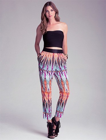 Print wrap drape pants