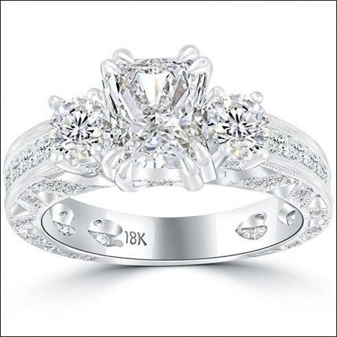 Radiant cut diamond engagement rings