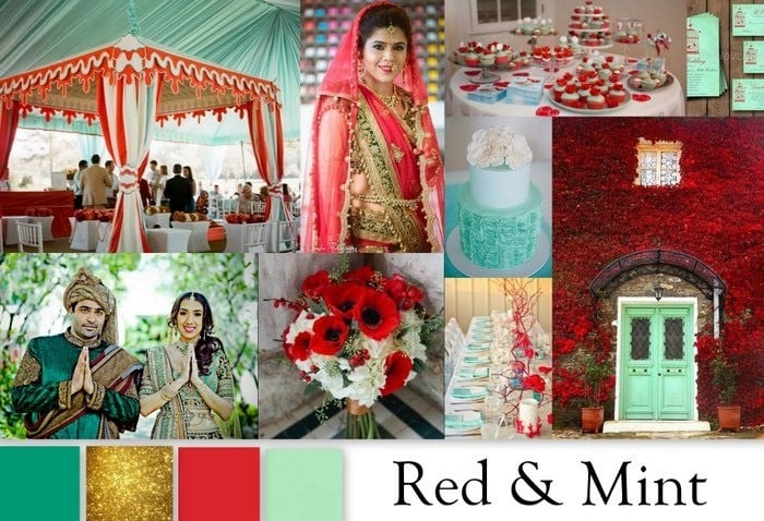 Red and mint colot palettes