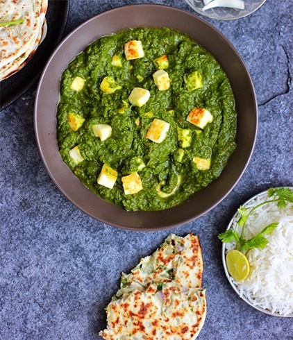 Rice palak paneer chapatti