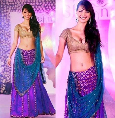 Rochelle Maria Rao in velvet designer saree