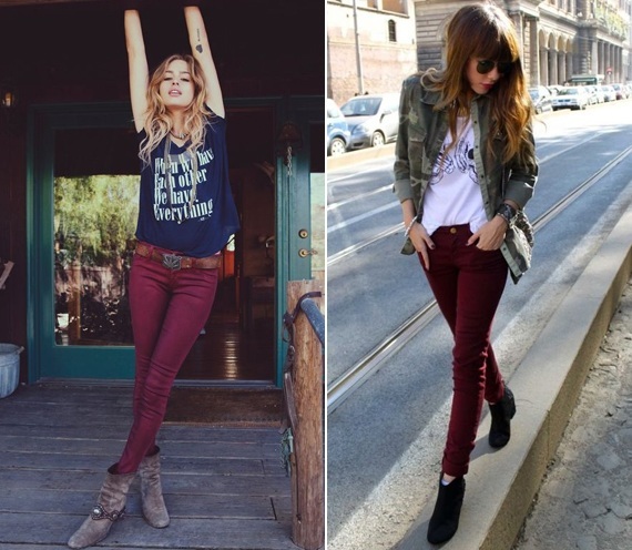 maroon pant outfit