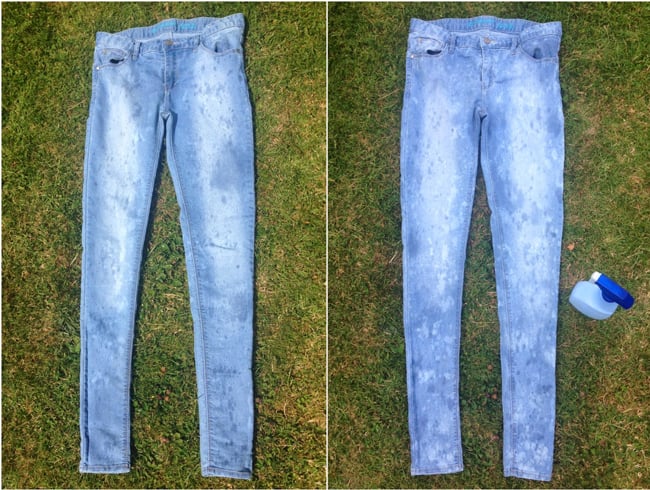 Bleaching jeans lighter