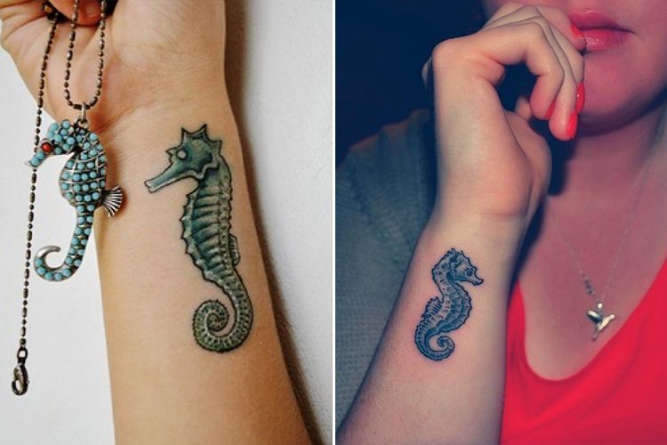 Seahorses Gliding Tattoo on Wrist