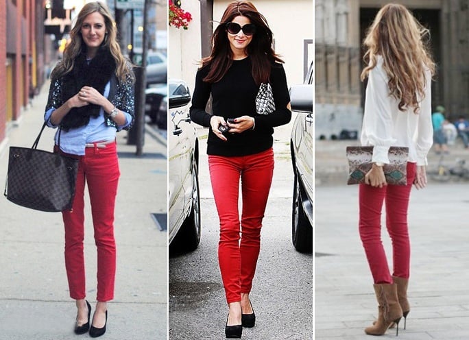 red colour shirt matching jeans