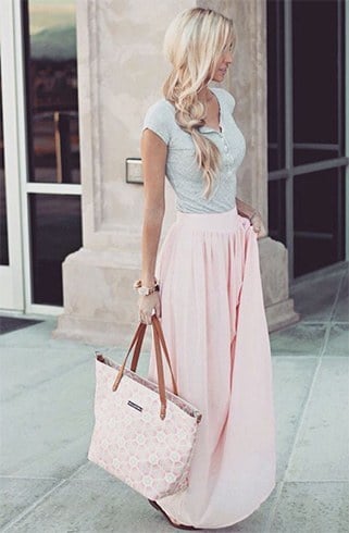 Baby pink long skirt