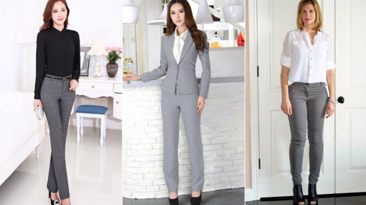 business casual grey pants outfit