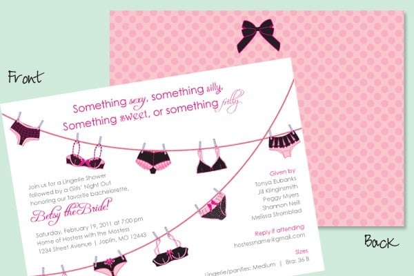 Lingerie shower invite