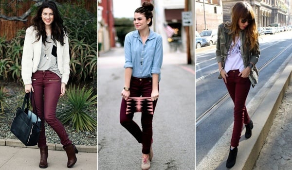 Maroon jeans outfits hotsell