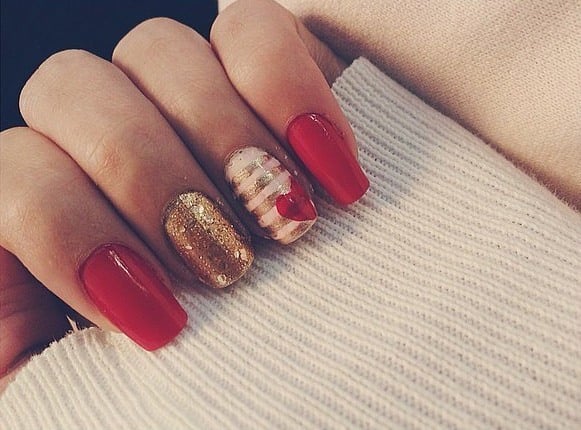 Red And Gold Nails
