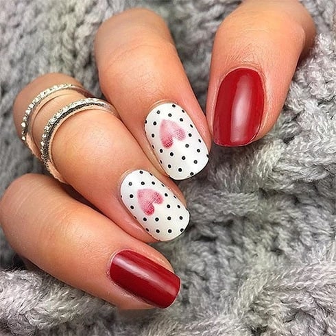 Red and White Nail Art