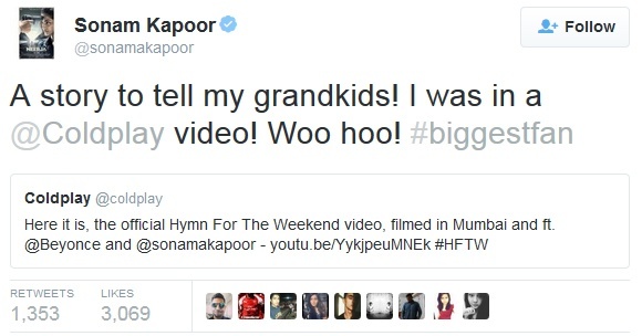 Sonam Kapoor Coldplay video