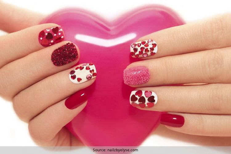 Valentine's Day Short Nail Designs with Glitter - wide 2