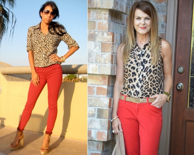 ways to wear red pants outfit