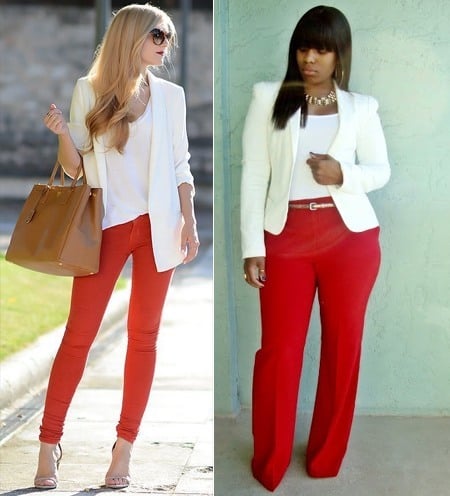 ways to wear red pants outfits
