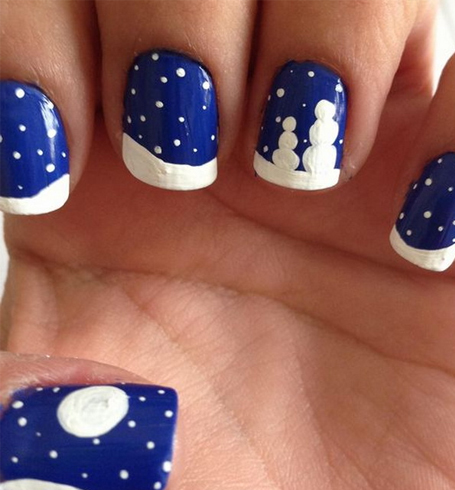Blue Christmas nail designs,