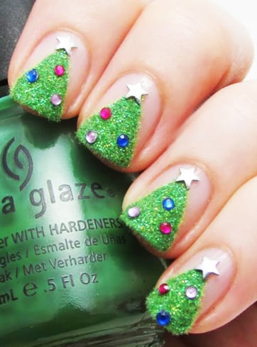 Christmas tree nail designs