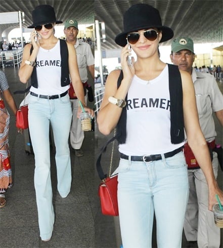 Jacqueline Fernandez in Spiritual Gangster at Mumbai Airport