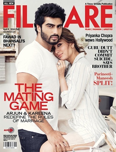 Kareena Kapoor And Arjun Kapoor Filmfare April 2016 Magazine Cover