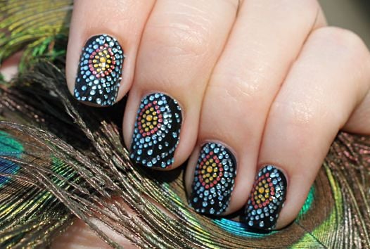 Peacock acrylic nails for lady