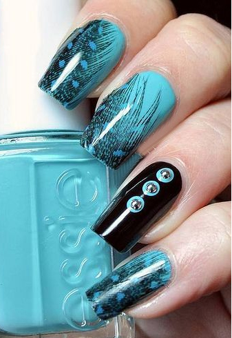 Peacock acrylic nails for woman
