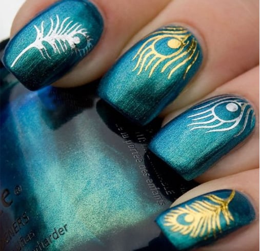 Peacock acrylic nails for women