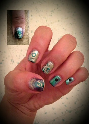 Peacock color nails