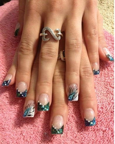 Peacock Feather Nail design by BevyArt on DeviantArt