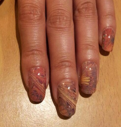 Peacock themed nails