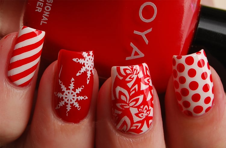 Red christmas nail art